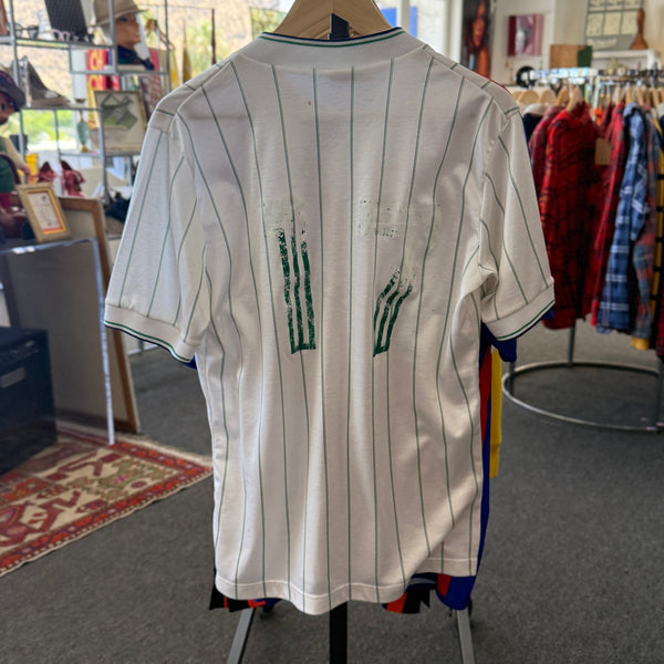 Vintage 80s Umbro Pinstripe Soccer Jersey Made in USA Yellow Tag – Large