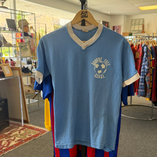 Vintage 70s 80s Bourne Free Sky Blue Soccer Jersey – Size M