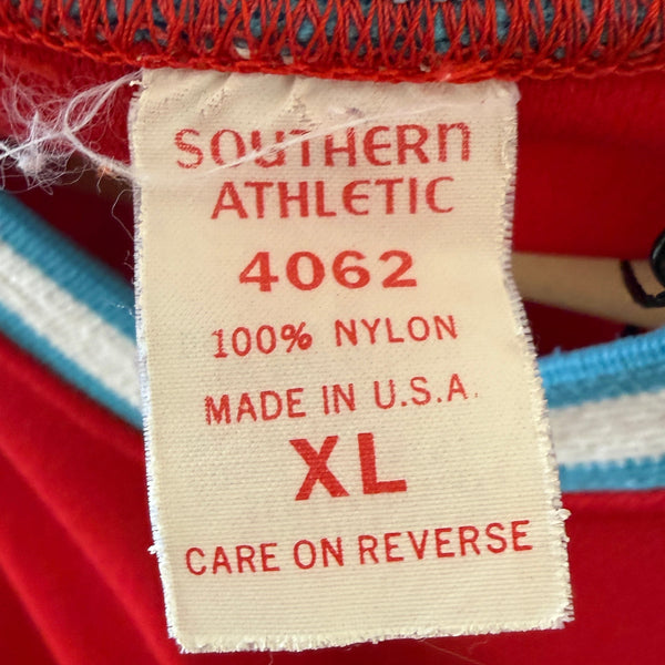 Vintage 70s Southern Athletic "BIG MAC" Red V-Neck Jersey – Made in USA XL
