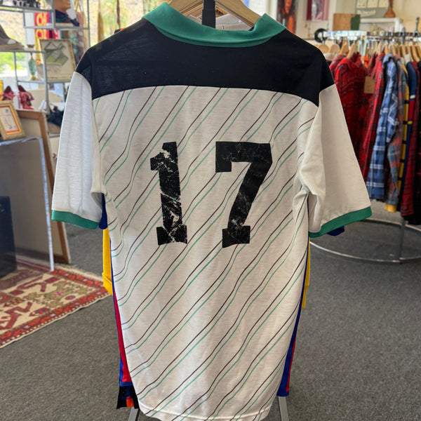 Vintage 80s Puma "Macht's Mit Qualität" Pinstripe Soccer Jersey – XL