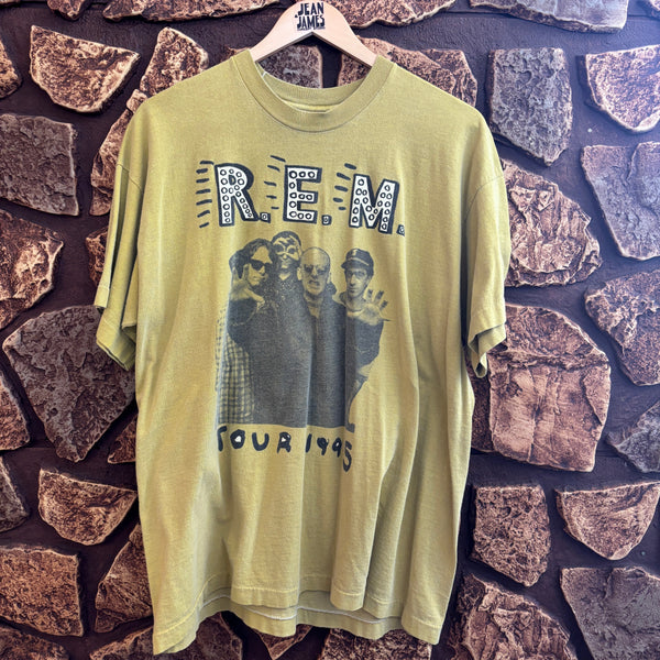 Vintage 1995 R.E.M. Monster Tour Graphic Tee – Muted Olive Mustard
