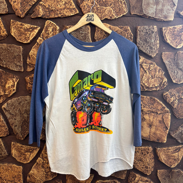 Vintage 1970s Chevy Camaro Raglan – "Rules the Street" Hot Rod Tee