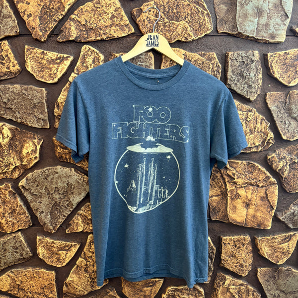 Vintage 2008 Foo Fighters UFO Skyline Band Tee – Heather Navy Jersey