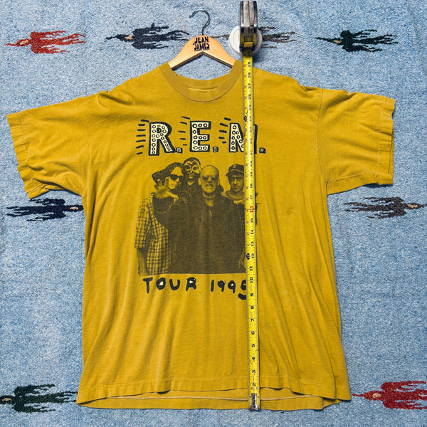 Vintage 1995 R.E.M. Monster Tour Graphic Tee – Muted Olive Mustard