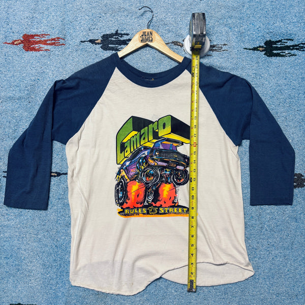 Vintage 1970s Chevy Camaro Raglan – "Rules the Street" Hot Rod Tee