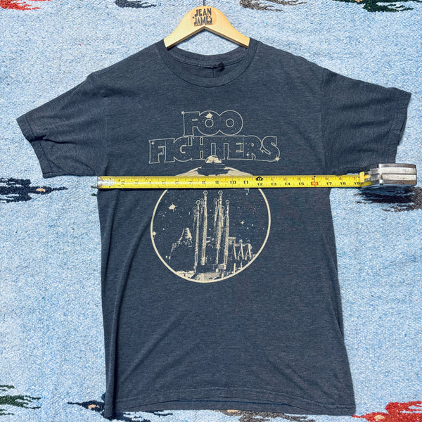 Vintage 2008 Foo Fighters UFO Skyline Band Tee – Heather Navy Jersey