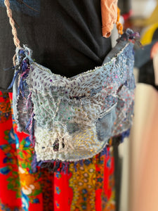 Sashiko stitch denim crossbody