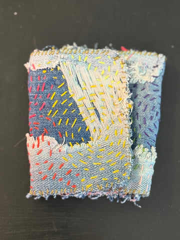 Sashiko stitch vintage denim wallet