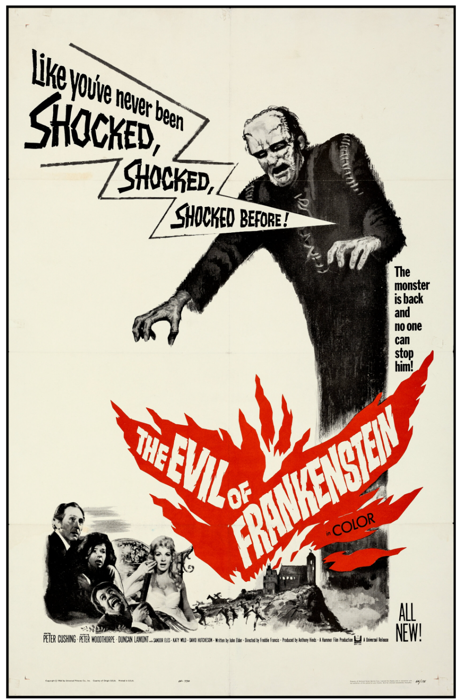 Original The Evil Frankenstein, 1964 Movie Poster