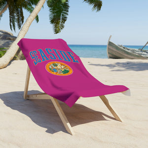 Seaside Beach Towel, Personalized Beach Towel, Custom Seaside Beach Towel, Kids Beach Towel, Name Beach Towel, Adult Beach Towel