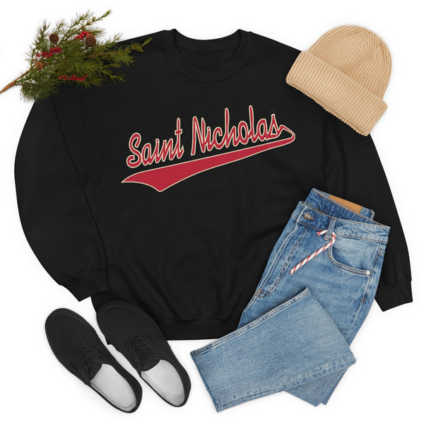 Saint Nicholas Black Crewneck Sweatshirt