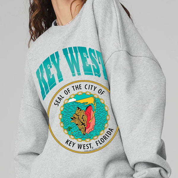Key West Sweatshirt, Key West Crewneck, Key West Shirt, Caribbean Beach Pullover, Spring Break Beach Sweatshirt, Beach Cover Up